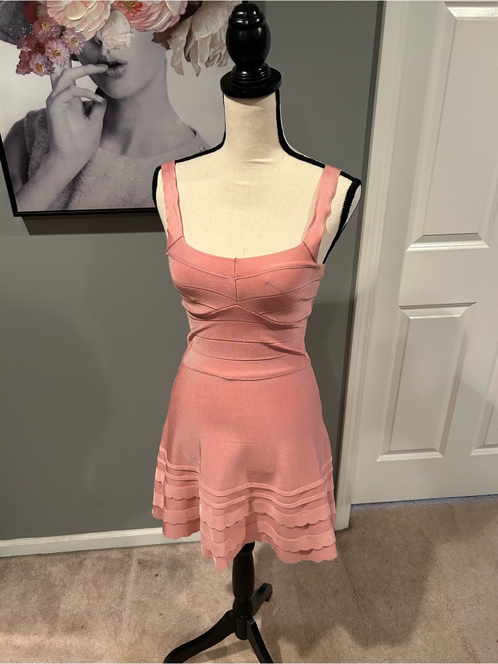 Bandage Blush Pink Fit-and-Flare Sleeveless Dress